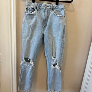 Abercrombie & Fitch Light Blue Ripped Boyfriend Jeans